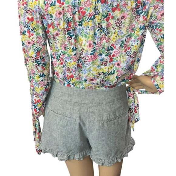 LOFT Womens 4' Linen Blend Ruffle Trim Shorts Size 2 Sage Green Sloanie - Picture 9 of 9